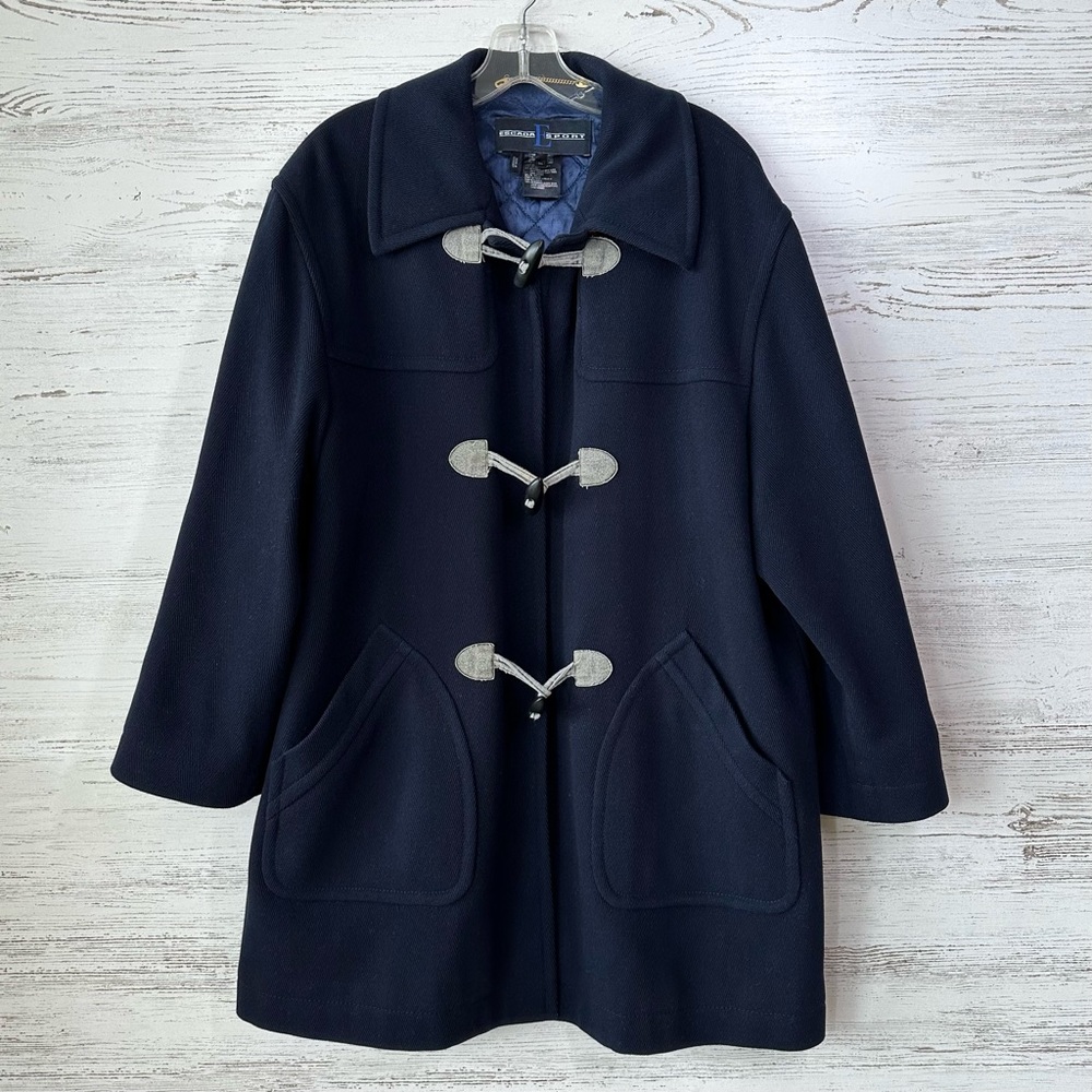 VINTAGE 90s ESCADA SPORT Wool Navy Nautical Fisherman Toggle Pea Coat 36 Men’s